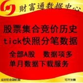 滬深股票集合競價(jià)歷史tick快照分筆每月數(shù)據(jù)